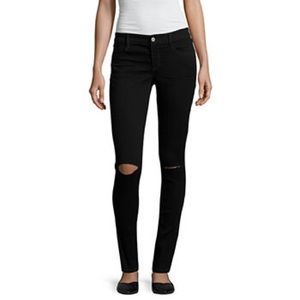 Black jeggings with slit knees